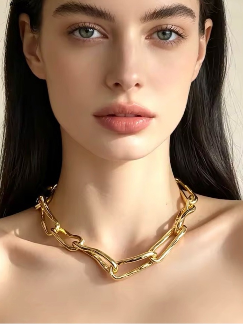 NEW Brut Twisted Molten Metal Gold Chain Link Necklace AU21